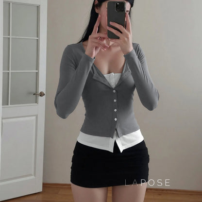 Avary Patchwork Faux Layer Top