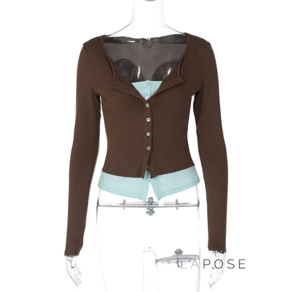 Avary Patchwork Faux Layer Top