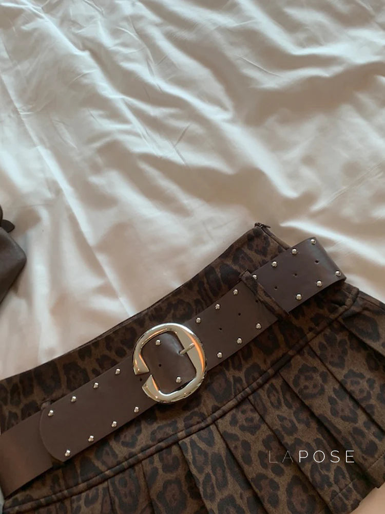 Avery Leopard Pleated Mini Skirt