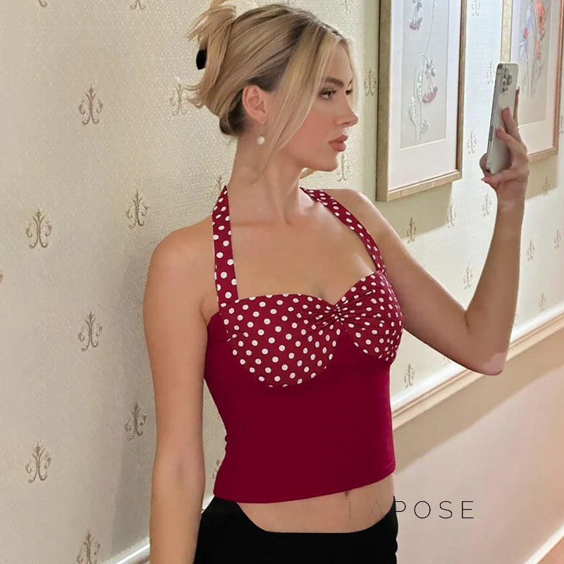 Aylin Polka Dot Halter Top