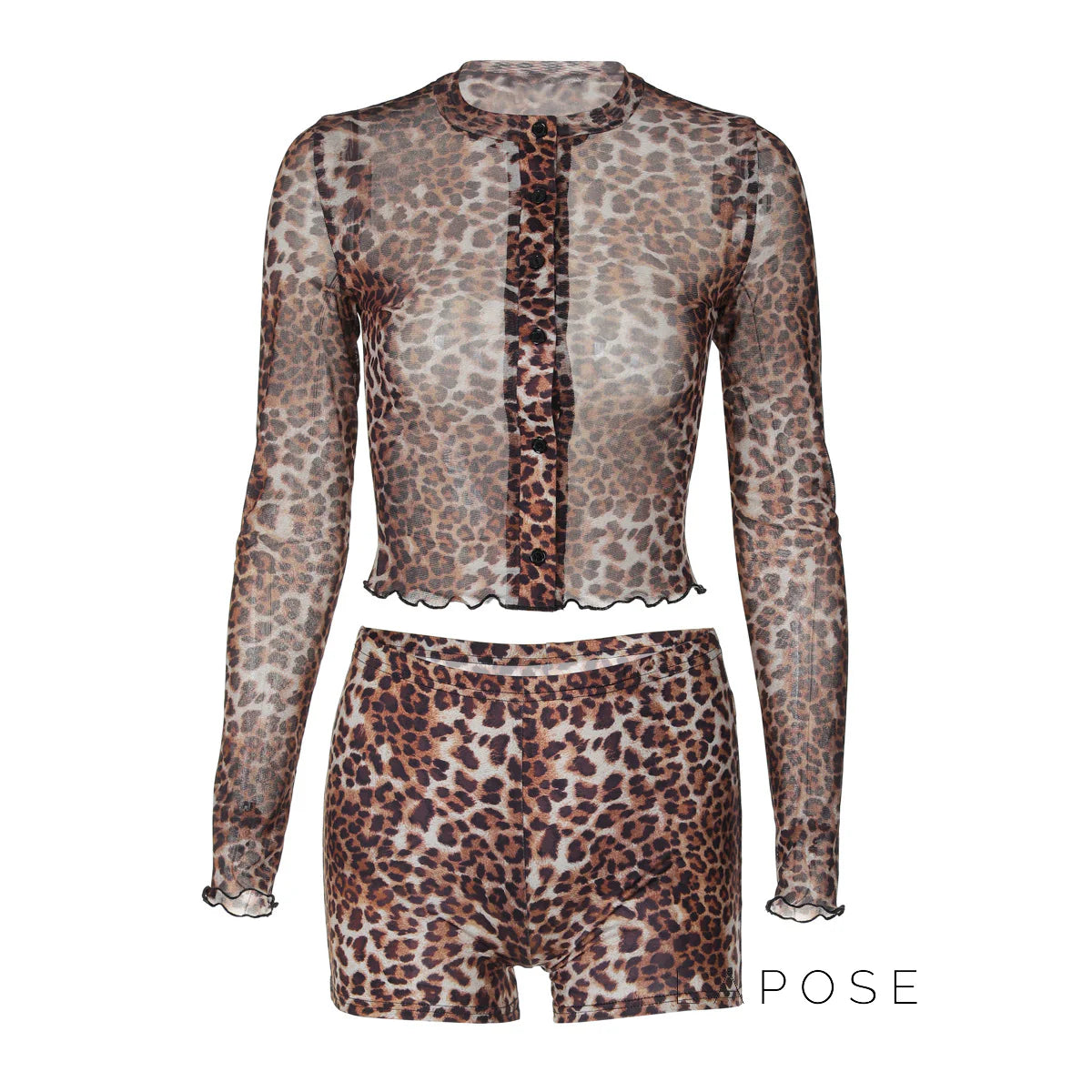 Britain Leopard Mesh Short Set