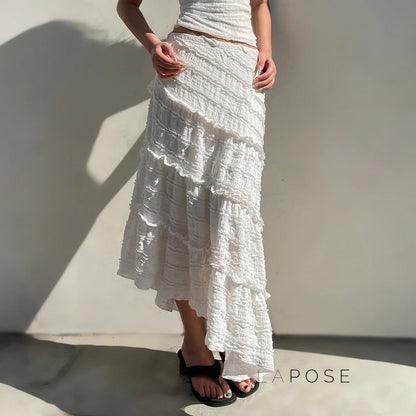 Bryn Ruffle Asymmetric Maxi Skirt