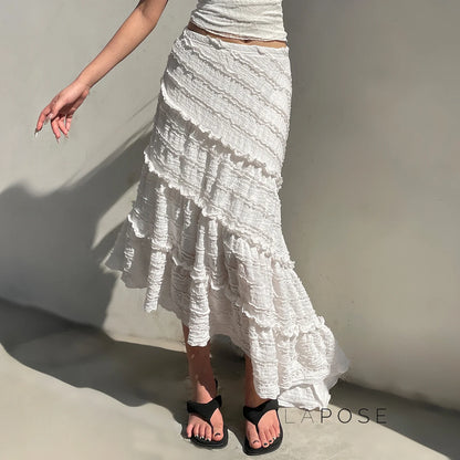 Bryn Ruffle Asymmetric Maxi Skirt