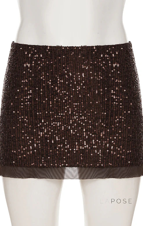 Christine Sequin Halter Skirt Set