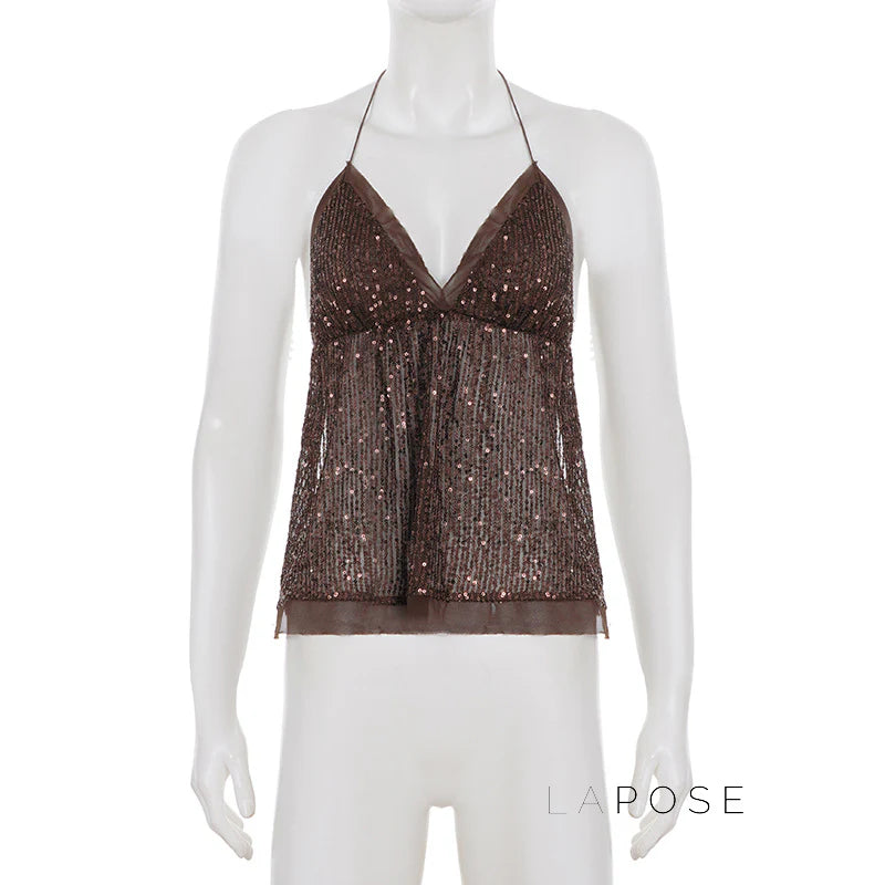 Christine Sequin Halter Skirt Set