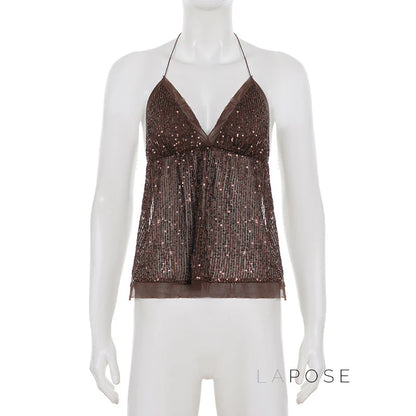 Christine Sequin Halter Skirt Set