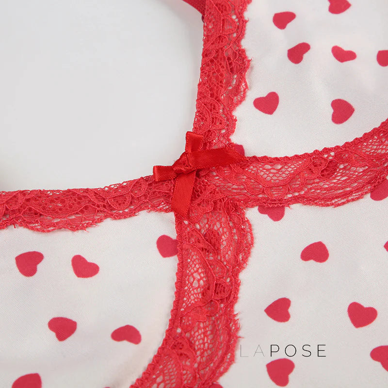 Ciera Heart Print Lace Short Set