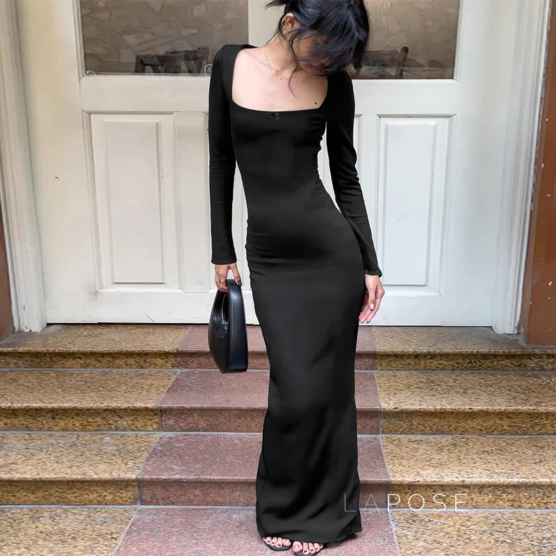 Clare Square-Neck Tie Bodycon Dress