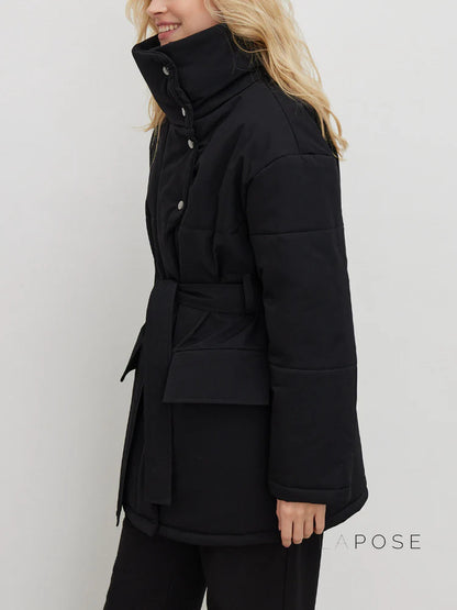Collette Belted Stand Collar Coat