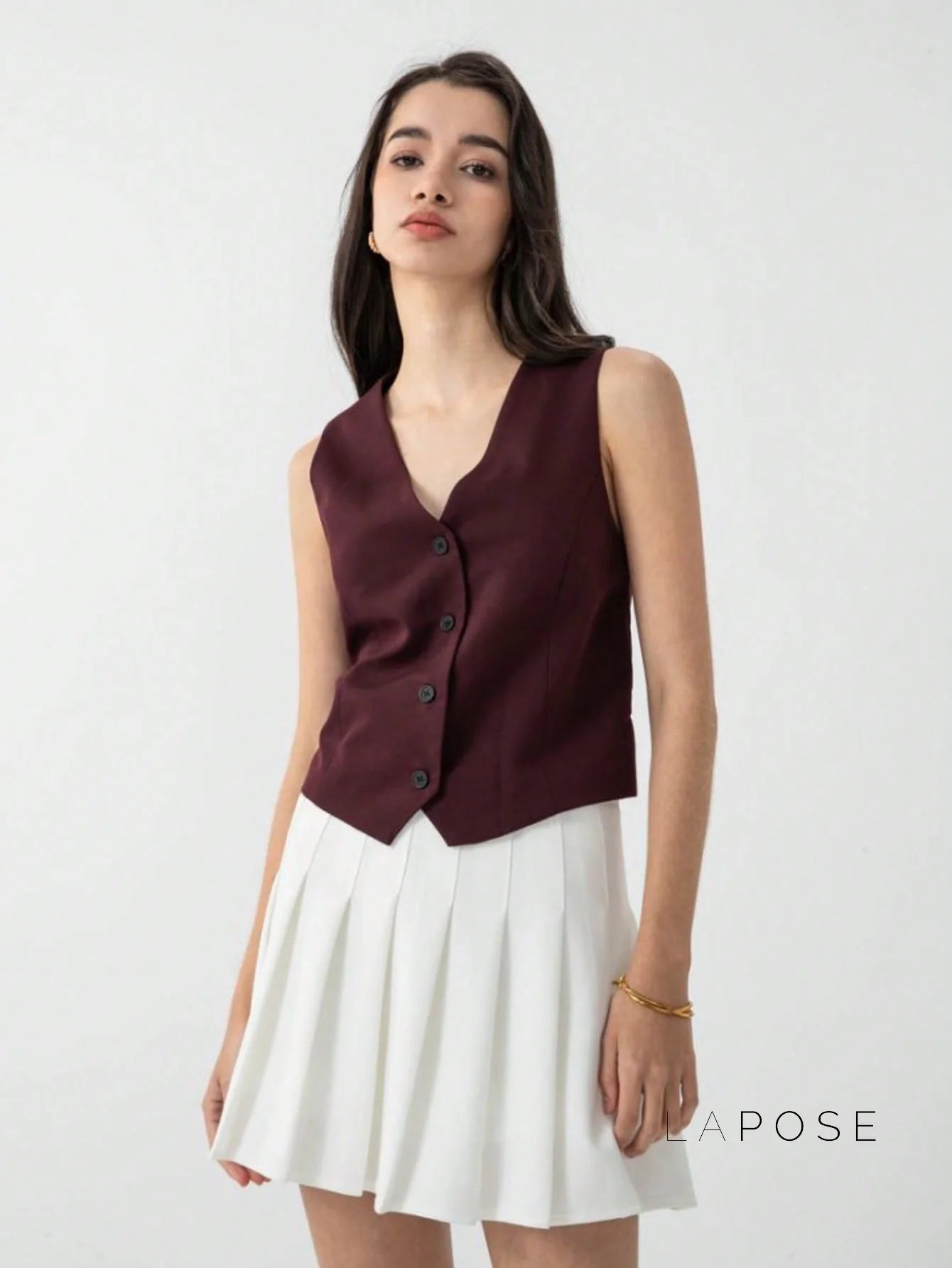 Coral Button-Up Crop Vest