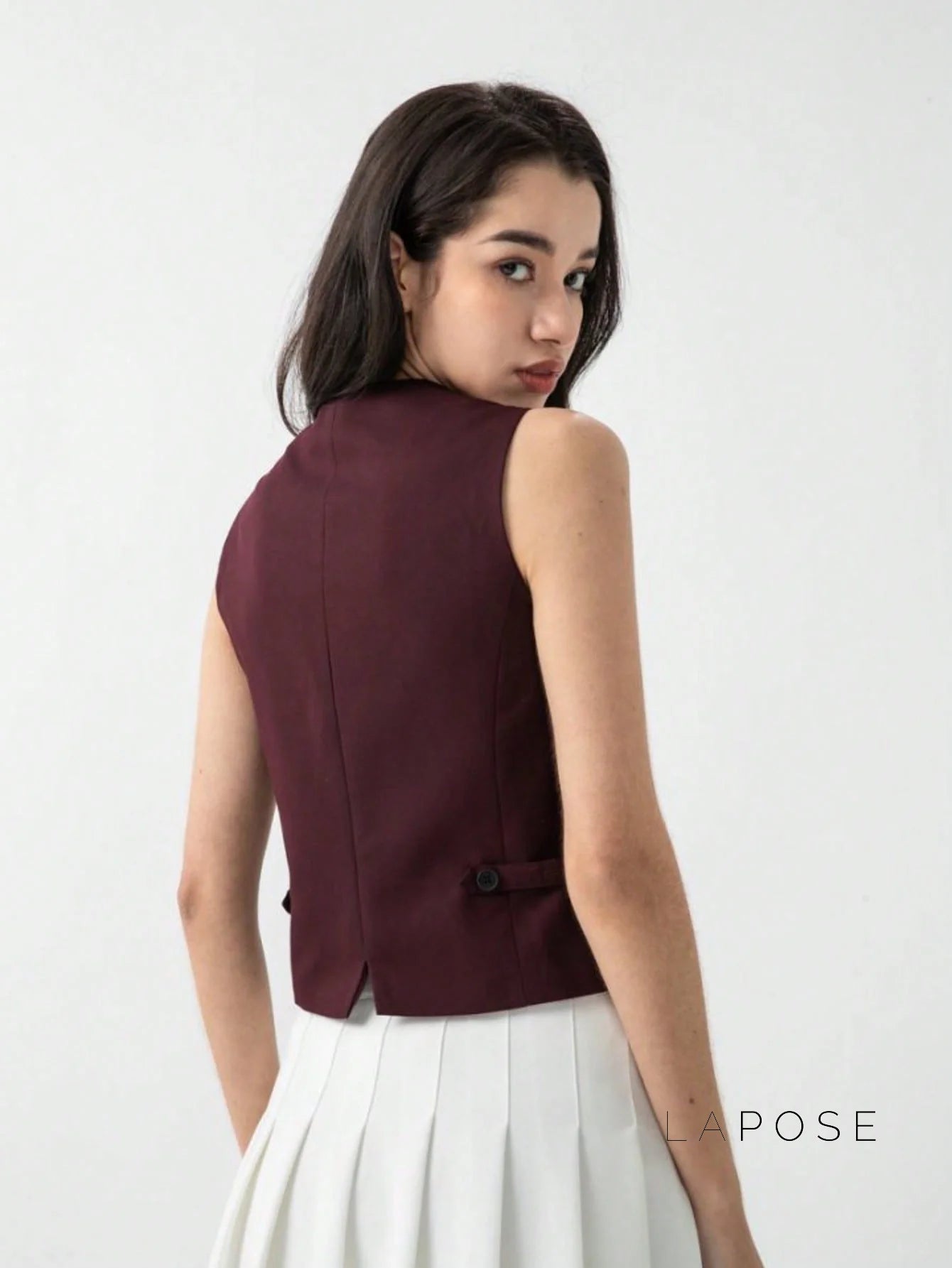 Coral Button-Up Crop Vest