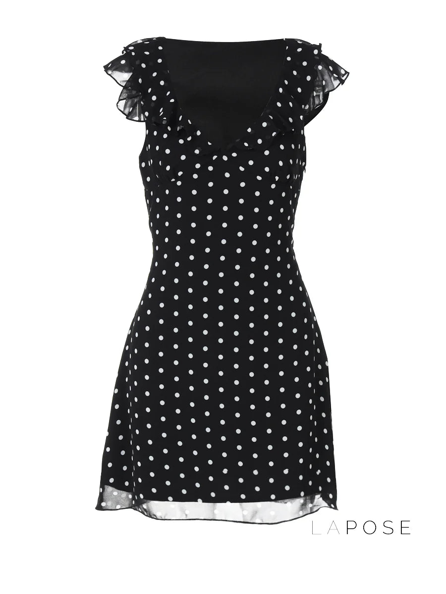 Davina Ruffled Polka Dot Mini Dress