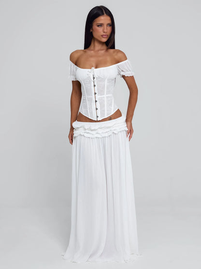 Delana Ruched Tie Maxi Skirt