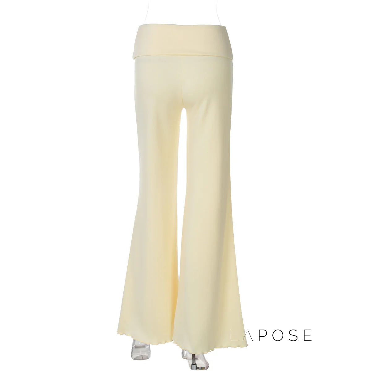 Delylah Low-Rise Wavy Flared Pants