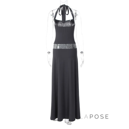 Eleanor Sequin Halter Maxi Dress