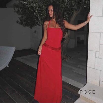 Eleanor Sequin Halter Maxi Dress
