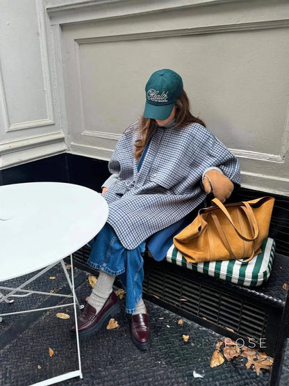 Ellyana Plaid Cape Coat