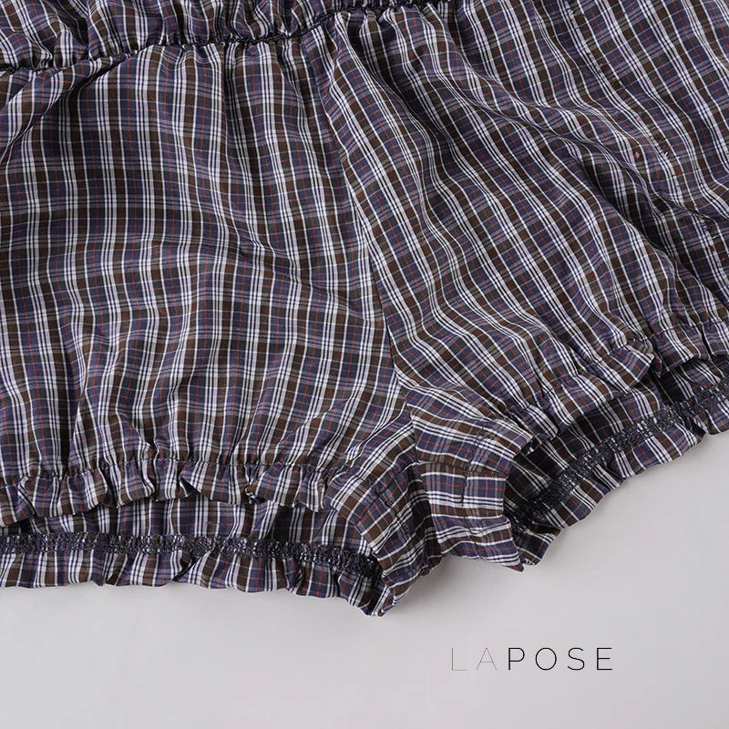 Elora Plaid Crop Skirt Set