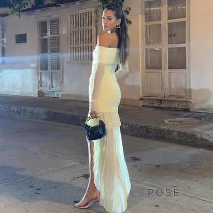 Emely Off-Shoulder Ruched Gown