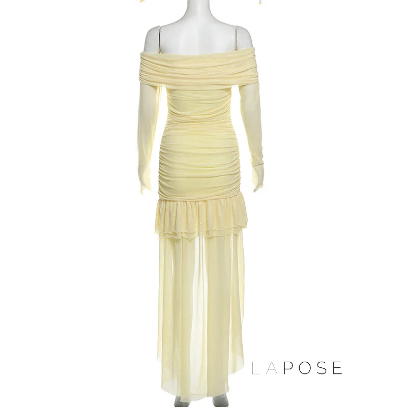 Emely Off-Shoulder Ruched Gown