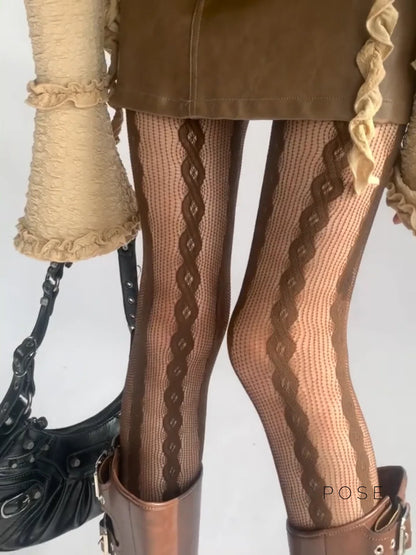 Emileigh Mesh Cable Tights