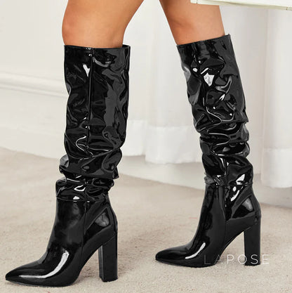 Emree Patent Block Heel Boots