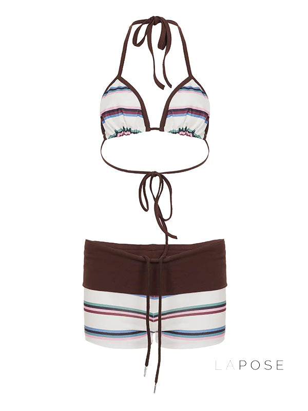 Evaleigh Colorblock Halter Bikini Set