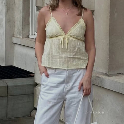 Evelia Bow Ruffle Cami Top