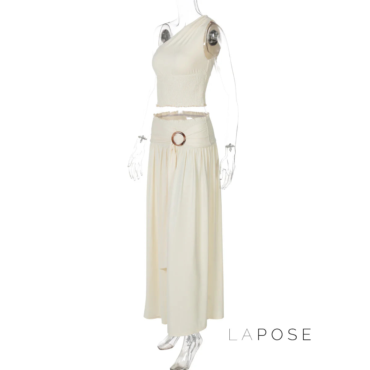 Everett One-Shoulder Pleated Skirt Set