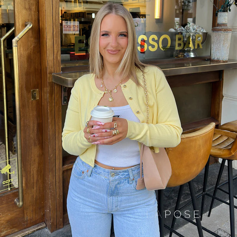 Fatimah Ribbed Button-Up Cardigan