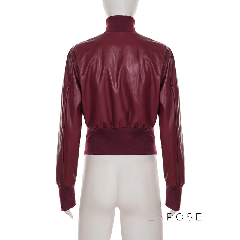 Florencia Cropped Faux Leather Jacket