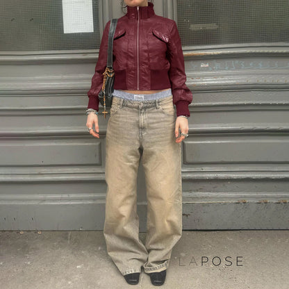 Florencia Cropped Faux Leather Jacket