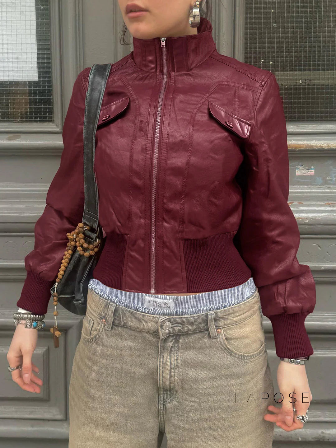 Florencia Cropped Faux Leather Jacket