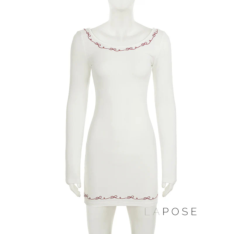 Frida Embroidered Long Sleeve Mini Dress