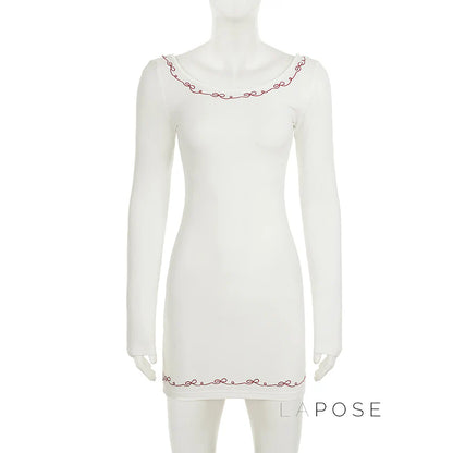 Frida Embroidered Long Sleeve Mini Dress
