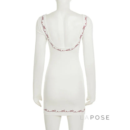 Frida Embroidered Long Sleeve Mini Dress