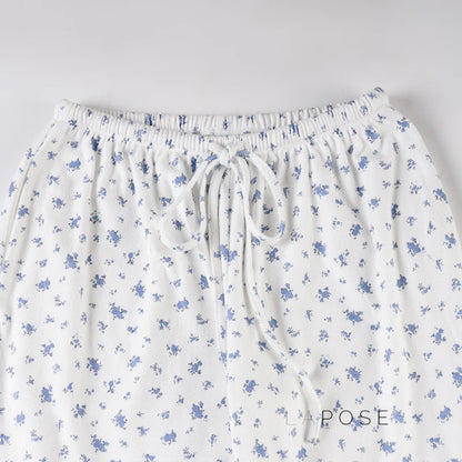 Grey Floral Drawstring Lounge Pants