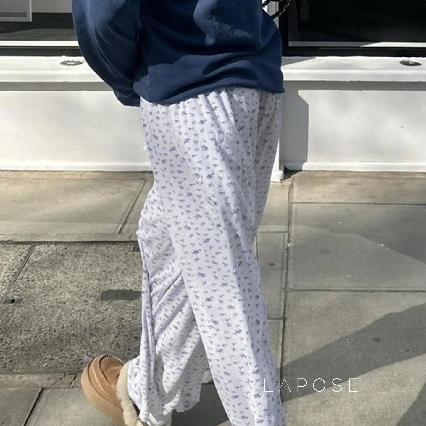 Grey Floral Drawstring Lounge Pants