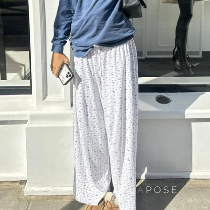 Grey Floral Drawstring Lounge Pants