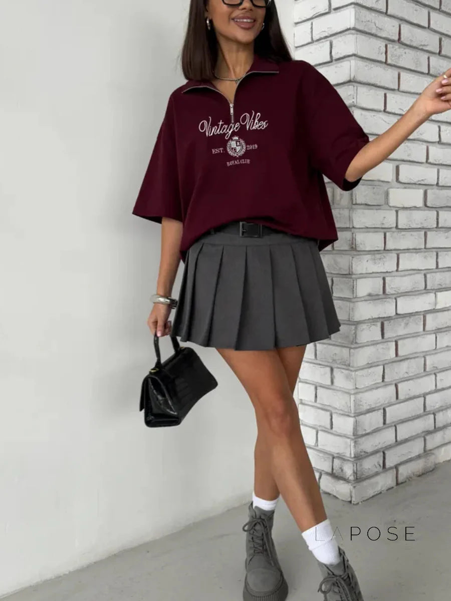 Haizlee Contrast Embroidered Polo Tee