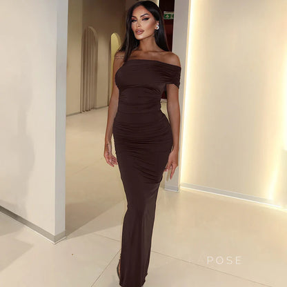 Hayat One-Shoulder Ruched Maxi Dress