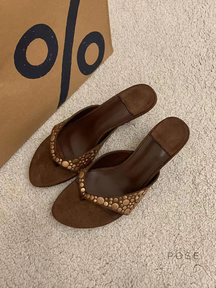 Hayven Retro Rivet Stiletto Sandals