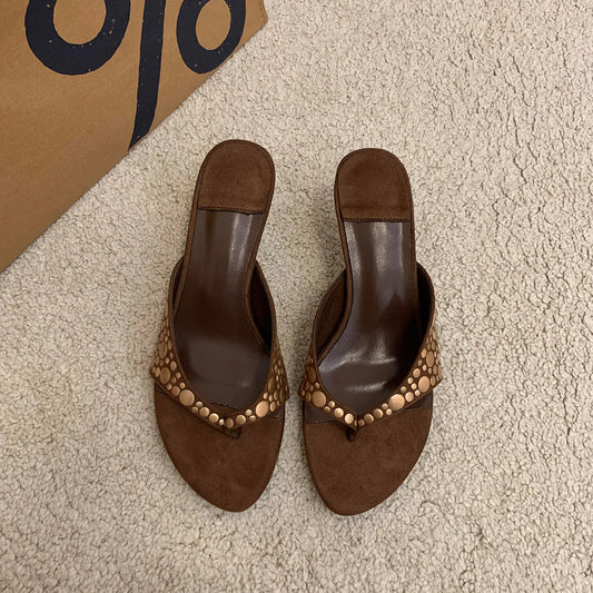 Hayven Retro Rivet Stiletto Sandals