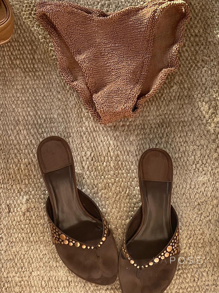 Hayven Retro Rivet Stiletto Sandals