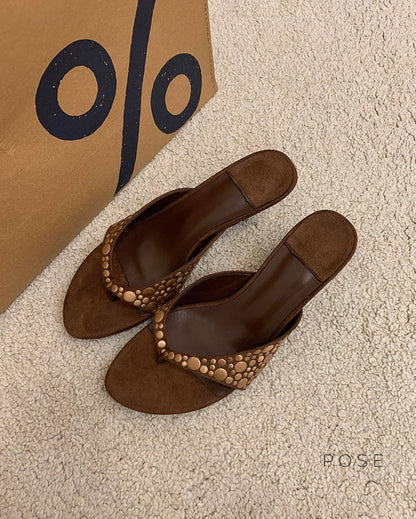 Hayven Retro Rivet Stiletto Sandals