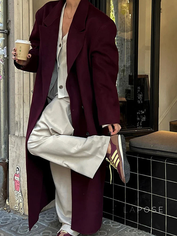 Heavenleigh Wine Red Long Coat