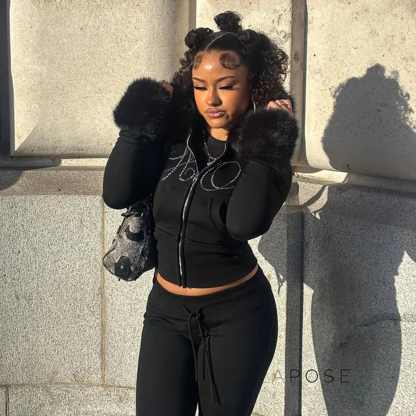 Hendrix Fluffy Rhinestone Lounge Set