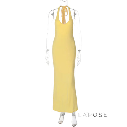 Holley Backless Halter Maxi Dress