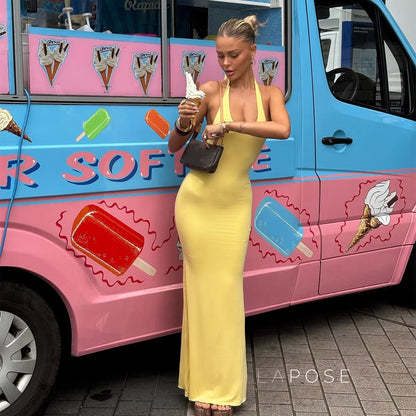 Holley Backless Halter Maxi Dress