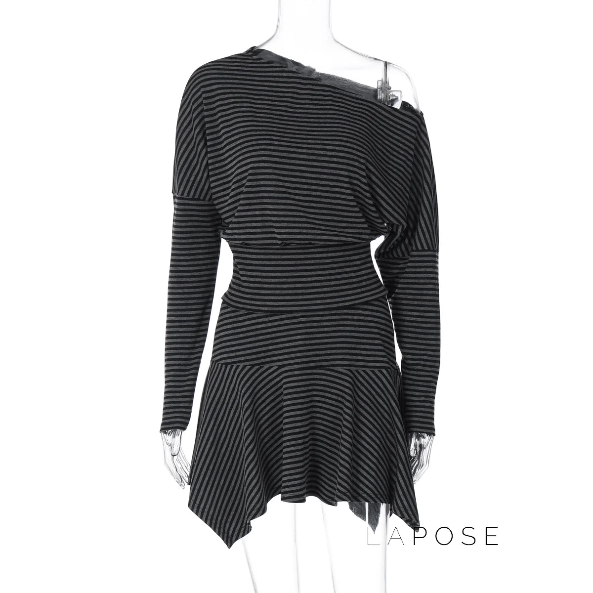 Indya Striped Off-Shoulder Skirt Set